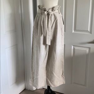 Zara basic linen paperbag pants